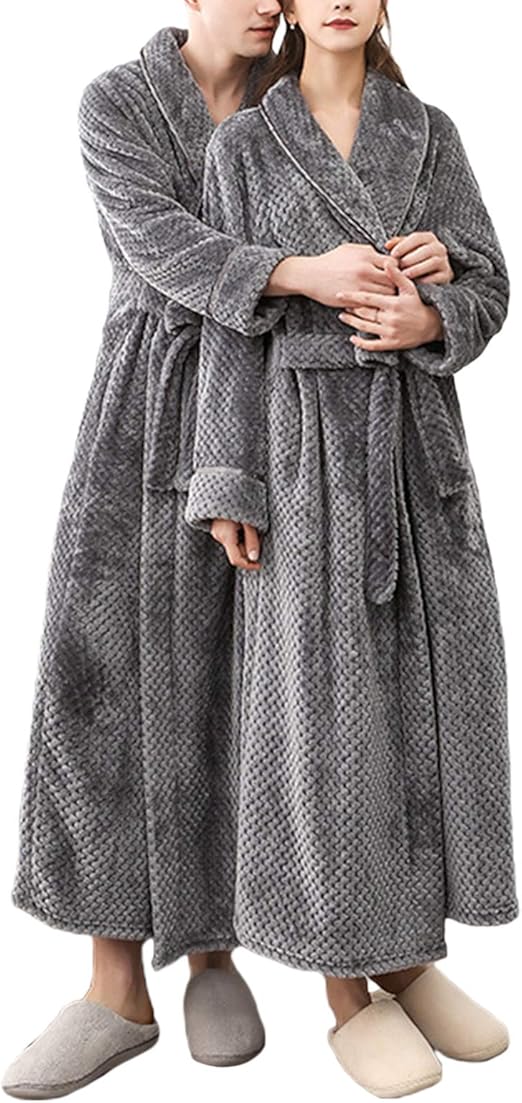 GuliriFe Women's Winter Coral Fleece Bathrobe Warm Dressing Gown Long