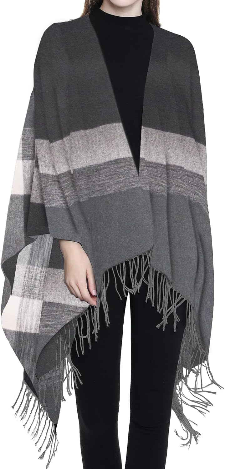 FINIZO Women's Shawl Wrap Ponchos Cape Cardigan Sweater Open Front for Gifts - Image 2