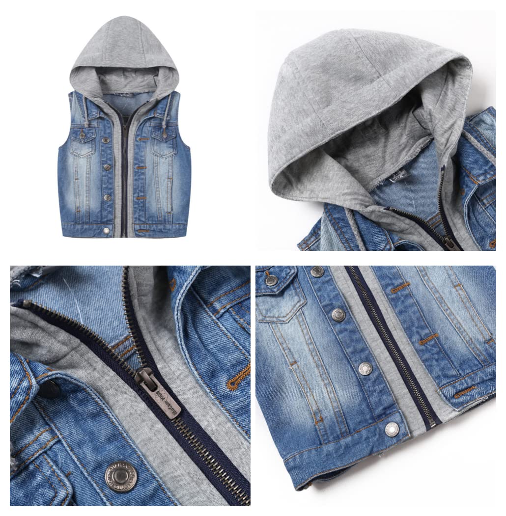 Chaqueta Vaquera Niños Chaleco sin Mangas con Capucha Abrigo Infantil Causal Jacke Niñas Primavera Otoño Top de mezclilla