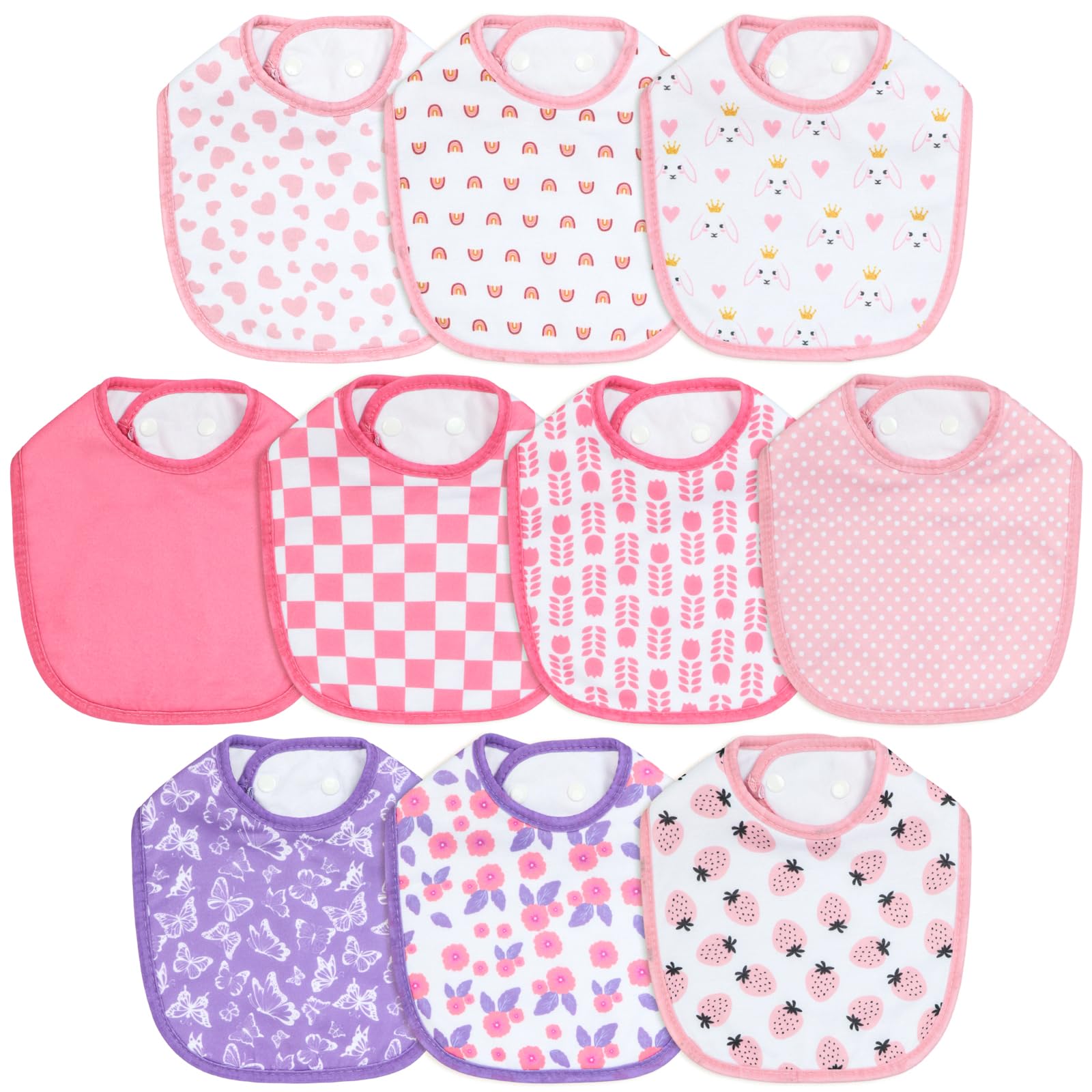 Hakochia Halstuch Baby & Sabberlätzchen Set, 10 Stück, 4-lagig Superweich Saugstark Wasserdicht, Verstellbare Druckknöpfe, Unisex für Neugeborene & Säuglinge bis 12 Monate, Ideal für Zahnung & Füttern