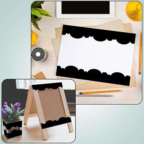 Miniatura 4 de Geyee 60 tableros de anuncios de 59 x 3 pulgadas, borde festoneado de arpillera en blanco y negro, borde de tablero de anuncios, recortador de