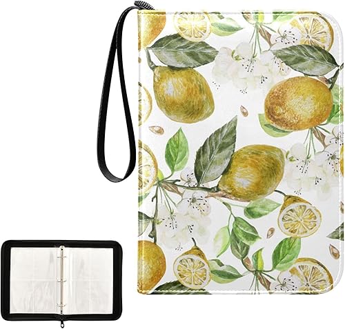 Miniatura 2 de Lemon Trading Card Binder 4-Pocket Game Cards Album Folder PU Cover Card Storage Album 3-Ring Zip Binder Card Folders for Trading Card Collection