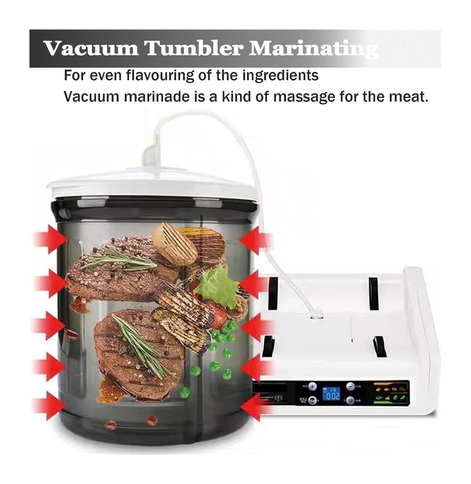 Marinaio commerciale di carne bovina in batteria, marinaio di carne e di verdura in barca, con capacità di 5 litri, per polli, Burger e pancetta