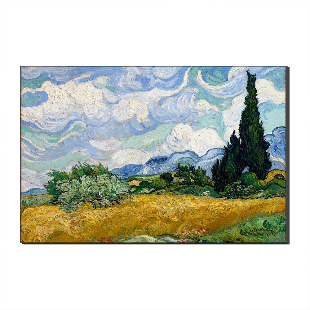 Champ de blé avec des cyprès tableau Van Gogh déco murale toile giclée 70x100