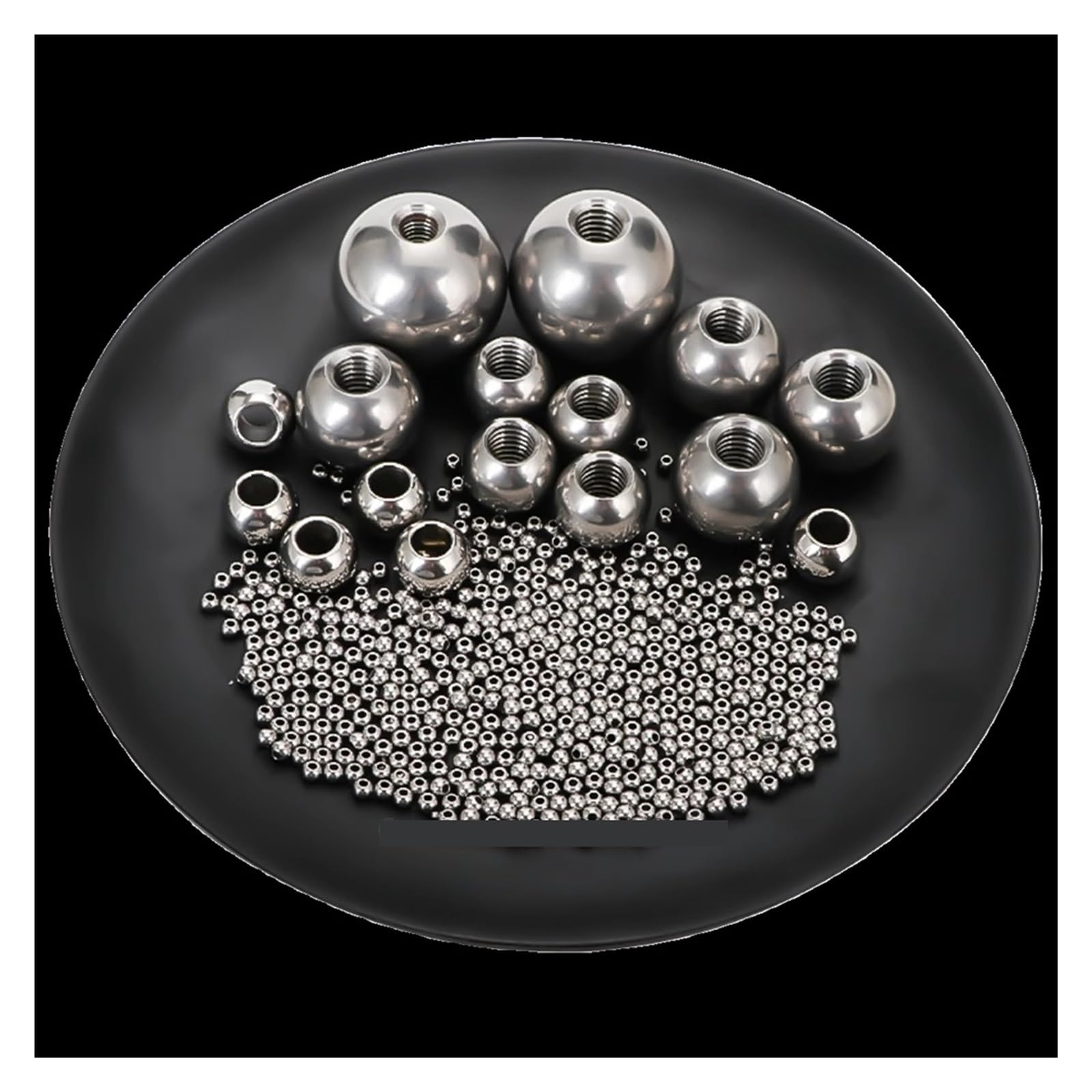 Billes de perçage en acier inoxydable Billes de perçage en acier inoxydable, filetage femelle, M2, .5, M3, M4, M5 à M14, diamètre extérieur 60 mm, demi-trou, trou borgne, billes lisses(M8,60mm)