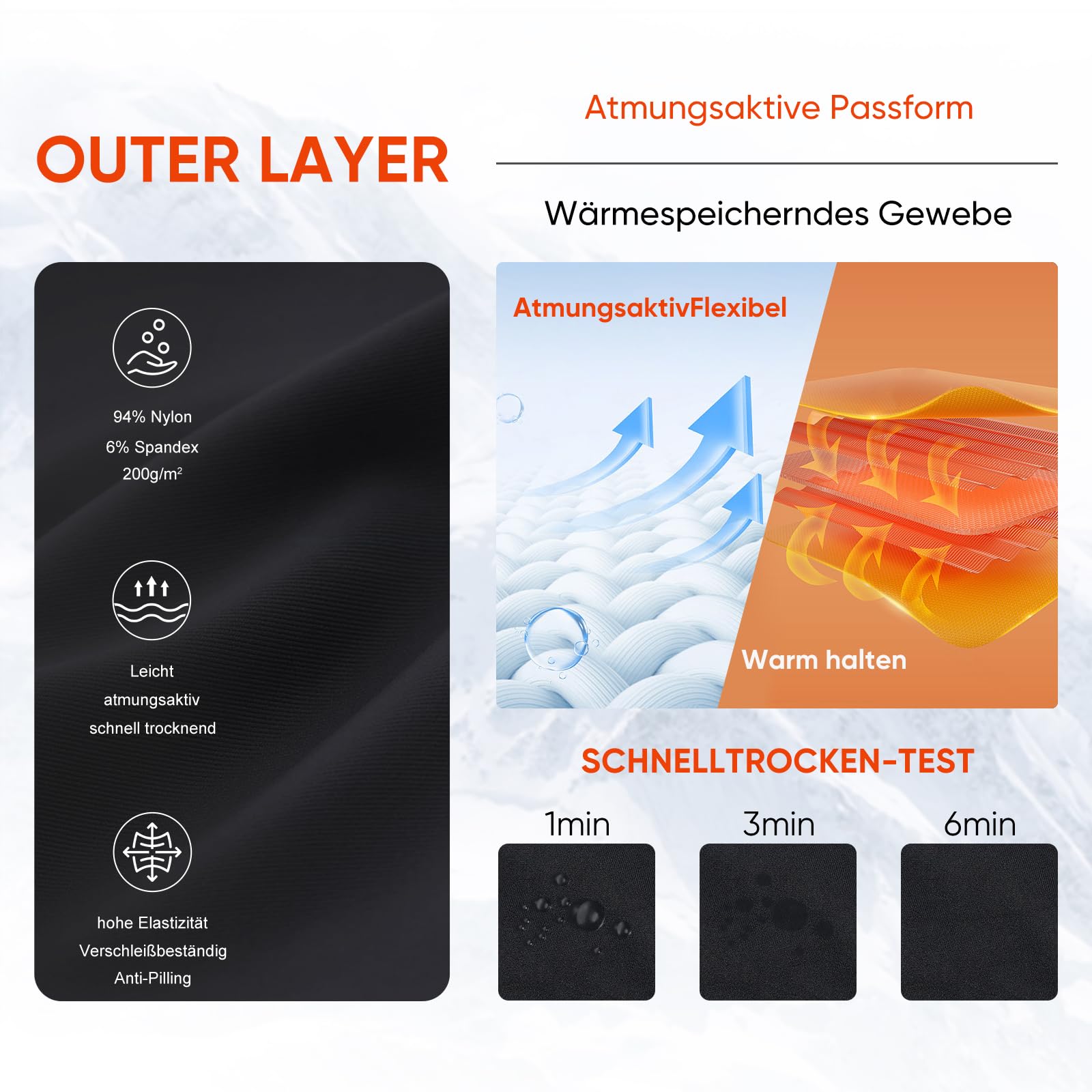 FlowFlex Herren Funktionswäsche Skiunterwäsche Herren Set,Thermounterwäsche Männer Sport für Joggen,Radfahren,Fußball,Skifahren,Motorrad