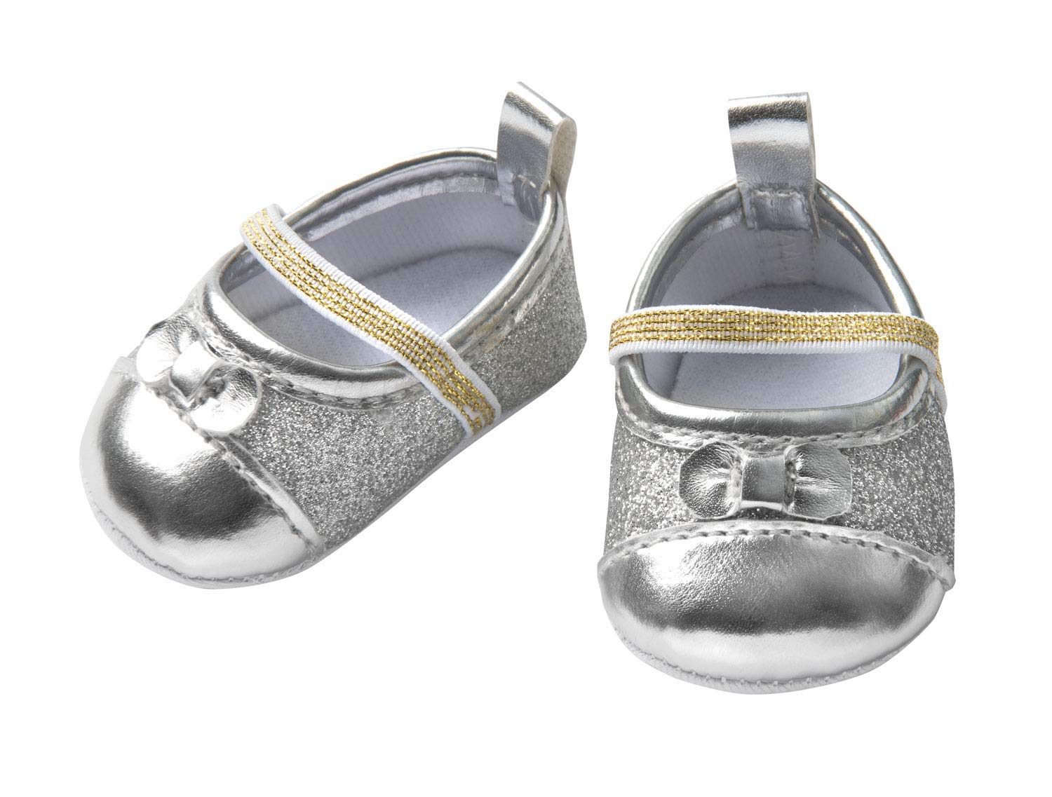 Heless 7481 Glitter Ballerinas for Dolls, Silver, Size 30-34 cm