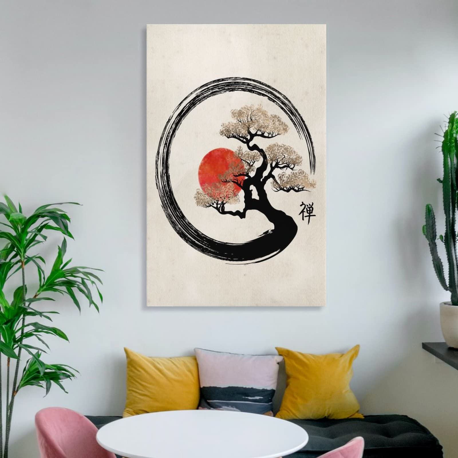 Unimart Décoration Murale Japonaise En Métal - Art Asiatique - Nature - Arbre En Fleurs De Cerisier - Porte Torii - Décoration Murale Religieuse - Paysage Shinto - Décoration Murale D'intérieur