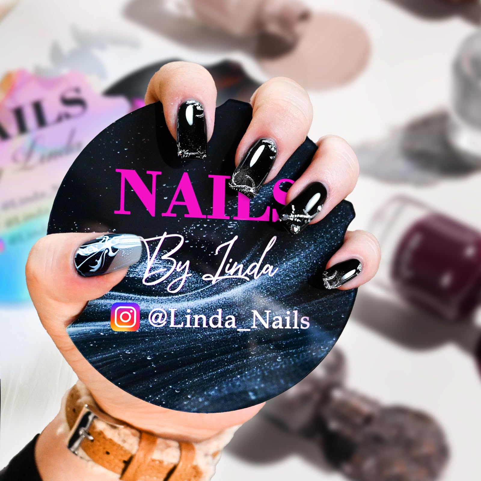 Custom Nail Photo Props Personalized Acrylic Nailfie Disk,Nail Art Display Plate for Social Media Salon, Nail Polish Display Prop, Gifts for Nail