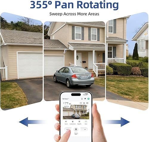 Vista 3 de Cámaras de seguridad inalámbricas para exteriores, 355°, rotación panorámica, 2K, cámaras de visión nocturna a color, para seguridad en el hogar