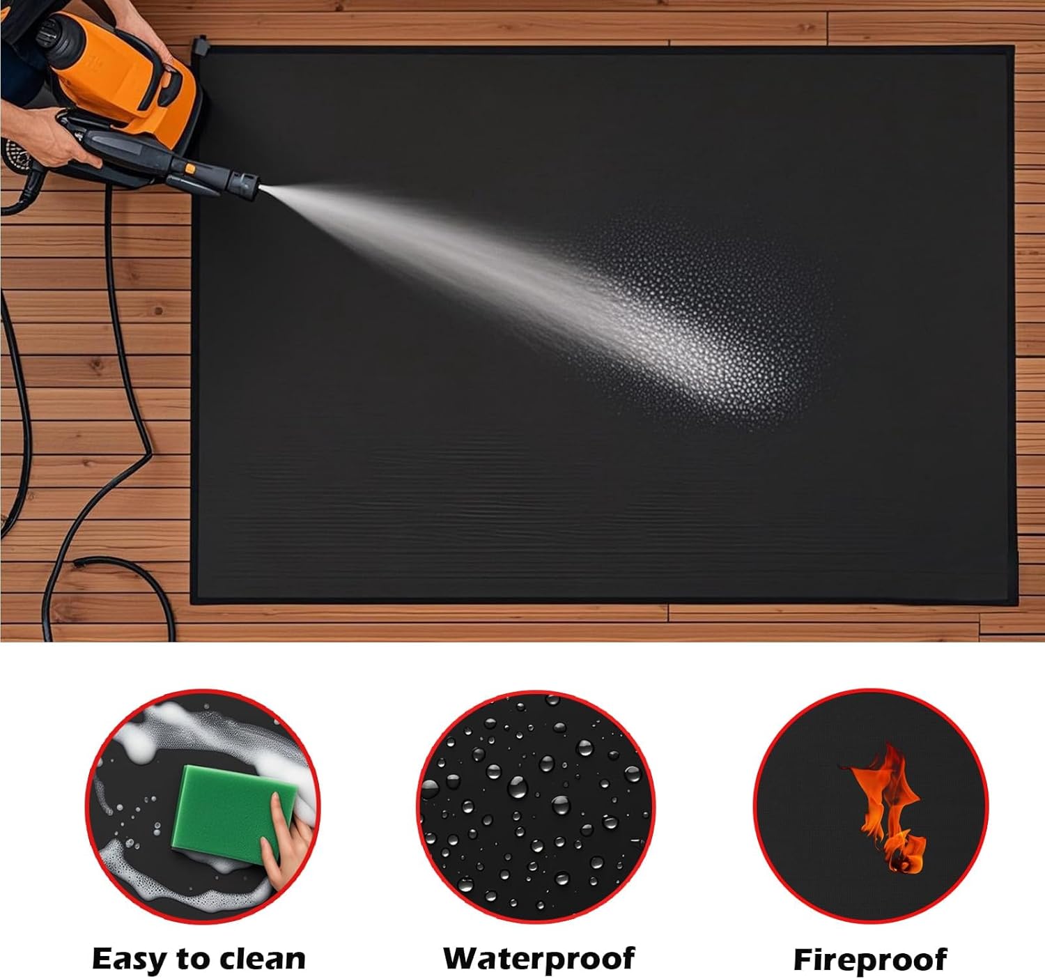 Grill Mats for Outdoor Grill, 60x40in BBQ Matt for Under Grill, Double Sided Rubber Coating, Waterproof and Fireproof Deck Protector Used for Fire Pit, Patio Flooring, Cooking Barbecue Mat - Image 5