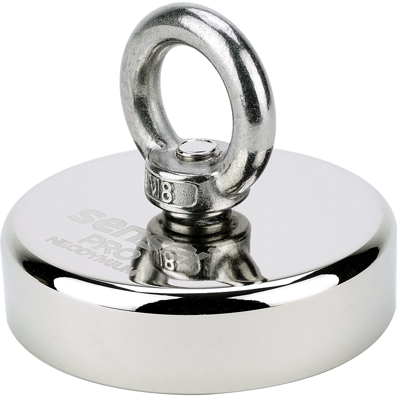 SENSEI® Aimant en Néodyme Puissant avec Anneau Écrou – Ø 70 mm, Force d'Attraction 200 kg – Grand et Très Puissant Aimant pour Levage & Suspension, Pêche Magnétique et Usage Technique