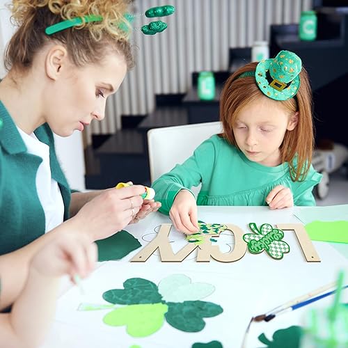 Miniatura 151 de Trébol de madera de gran tamaño de 7 pulgadas, adornos para el día de San Patricio para pintar, tréboles de madera en blanco en blanco, sin