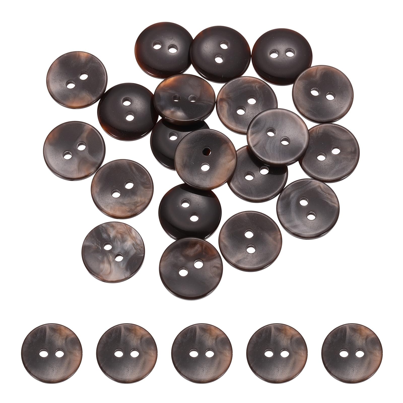 sourcing map 25Pcs 15mm Mother of Pearl Buttons 2 Holes for Sewing Clothes