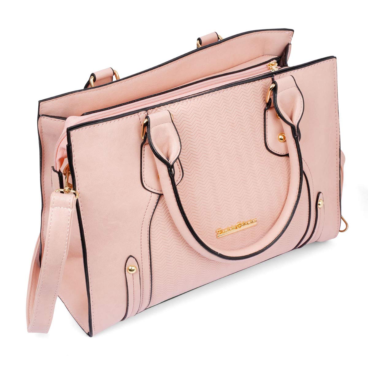 Erminio Palamino Stylish Women's Handbag/Satchel/Messenger Bag - Desgined in Italy (Misty Rose)
