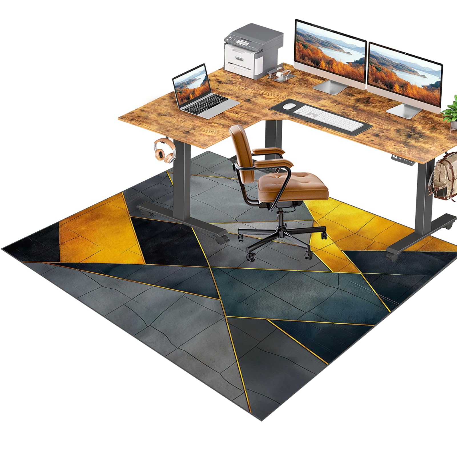 RxiBeFuw Office Chair Mats for Carpeted Floor Non-slip, Hard Floor Protector Mat for Office Chair, Desk Chair Mats, Gaming Chair Mat for Office, 90 x 120 cm Gamers, Computer, Desk, Hardwood