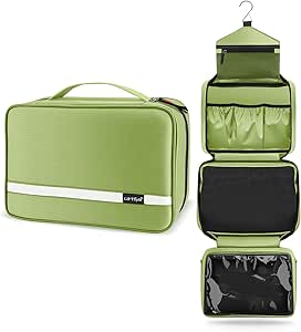 Trousse de Toilette Femme Homme Voyage Sac de Toilette Voyage Cosmétique Imperméable et Suspendu (Vert Clair)