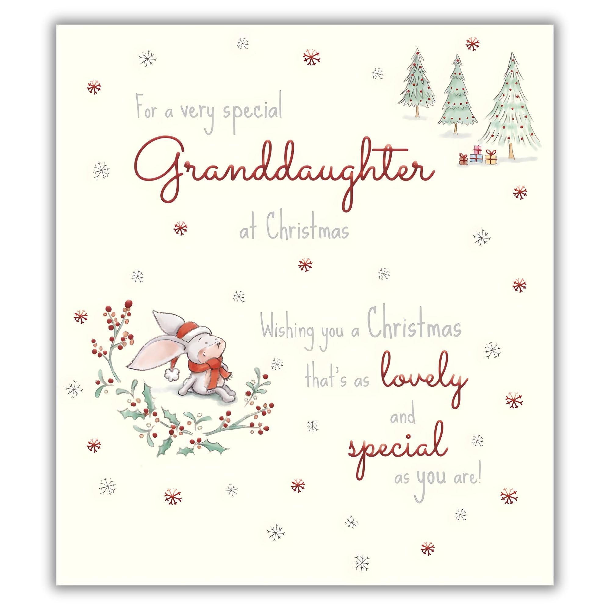 Bunny Rabbit Snowflakes Whimsical Animal Christmas Holiday Card | Zazzle