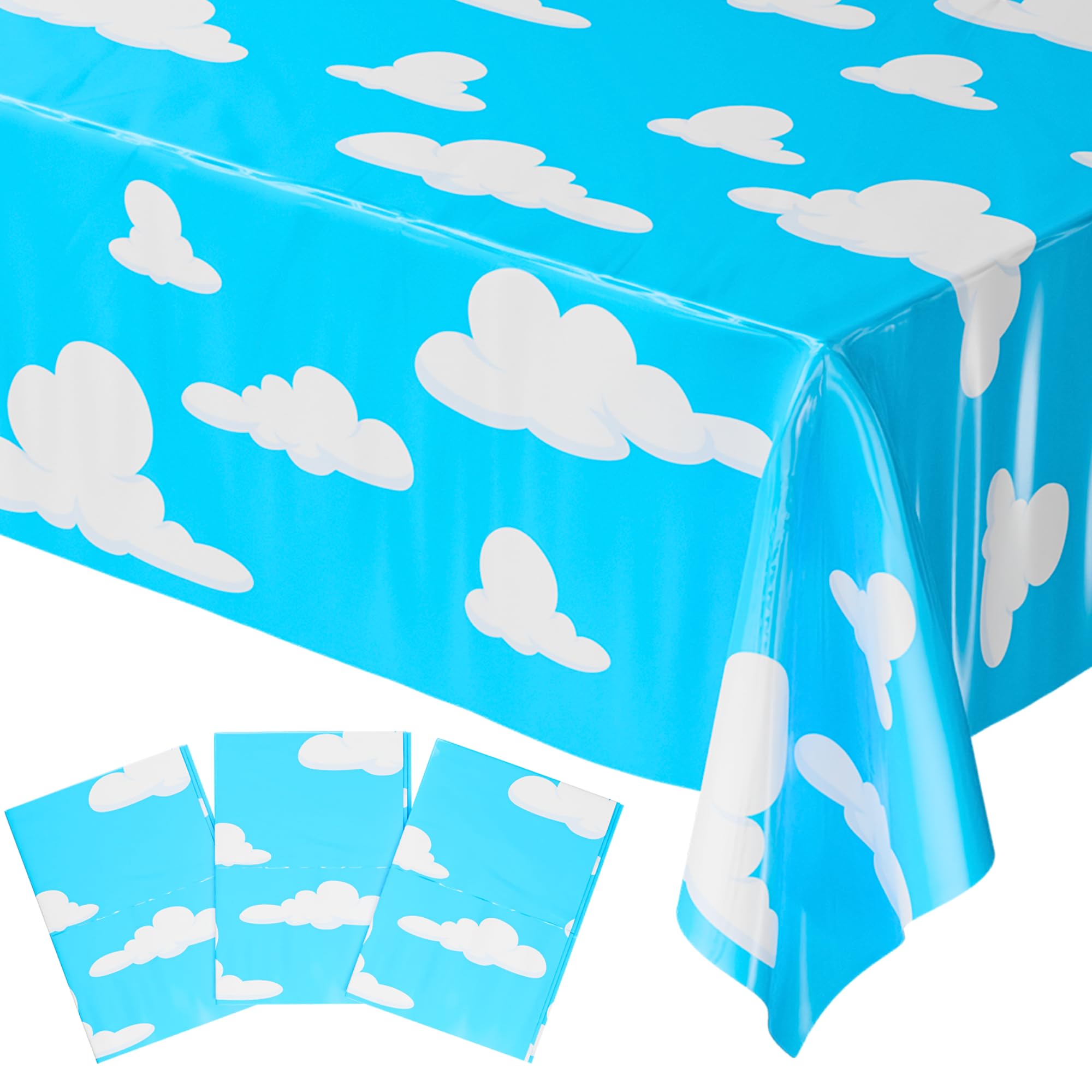 Blue OrchardsCloud Sky Table Cover (Pack of 3) - 54"x108" XL - Cloud Decorations, Cloud Backdrop, Sky Backdrop, Sky Table Cloth, Sky Birthday Party Supplies, Cloud Theme Birthday Party