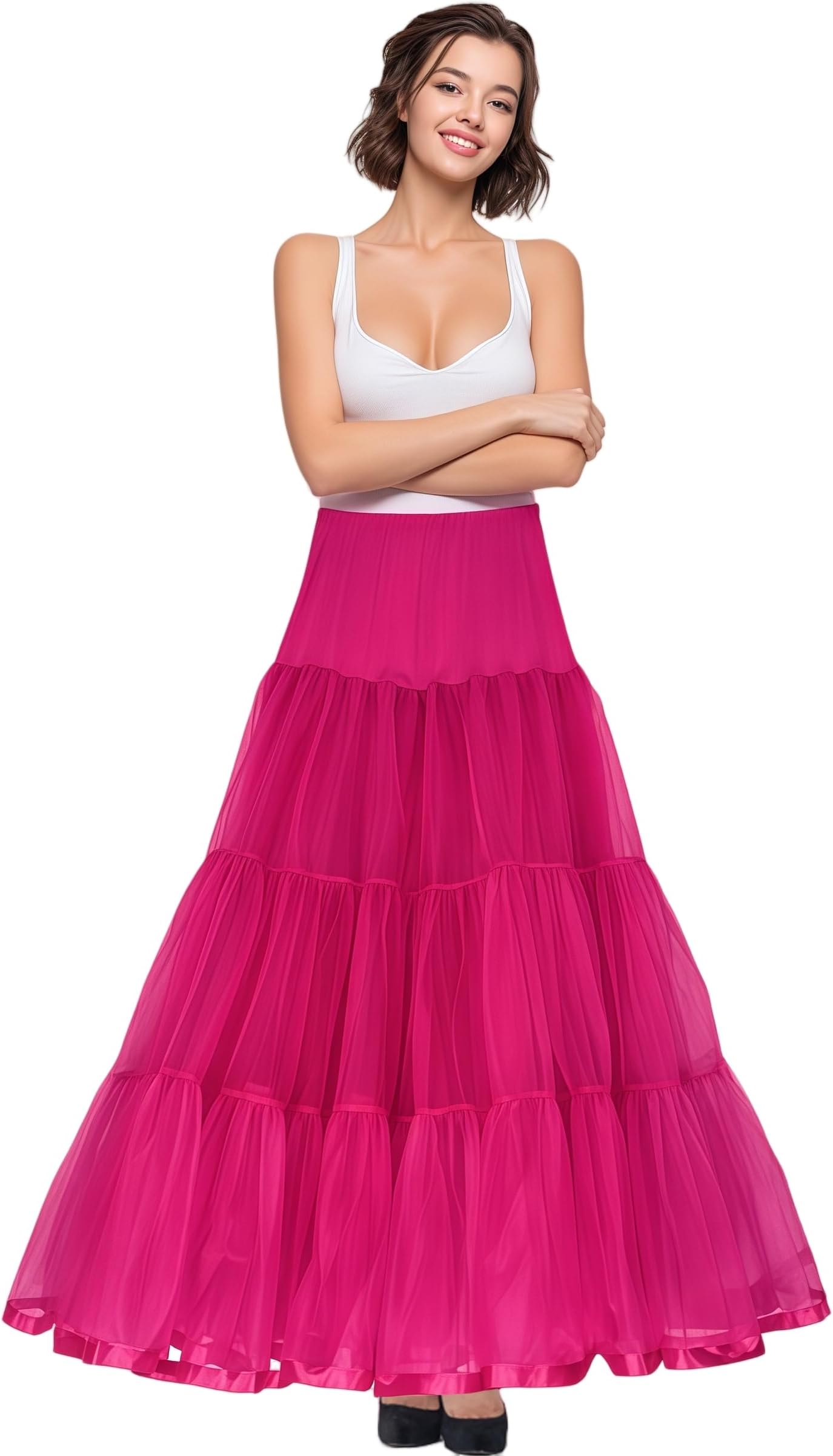 Women's Floor Length Wedding Petticoat Long Underskirt for Formal Dress