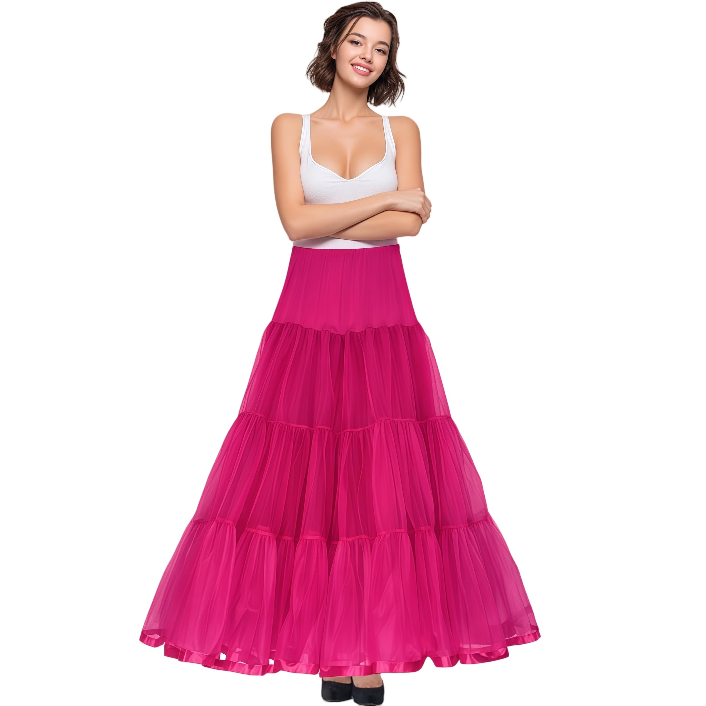 Women's Floor Length Wedding Petticoat Long Underskirt for Formal Dress