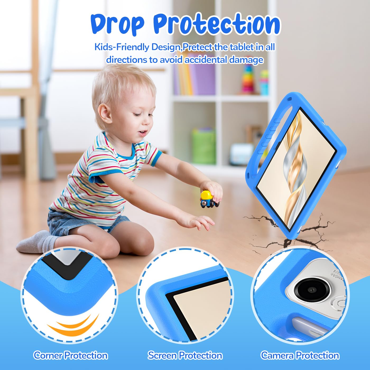 Funda Infantil para Honor Pad X9a 11.5 Pulgadas 2025, Carcasa Antigolpes con Asa y Correa, Azul