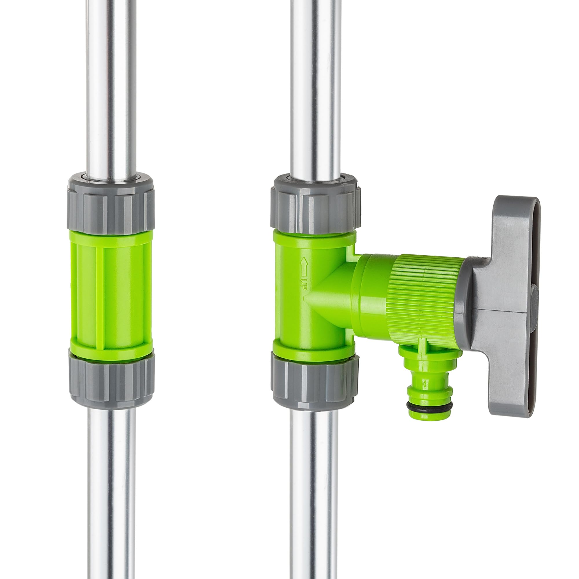 KADAX Douche de jardin réglable en hauteur 145-220 cm, douche extérieure avec raccord de 1/2 pouce pour tuyau d'arrosage de jardin, douche de camping en aluminium, douche au sol pour jardin et camping