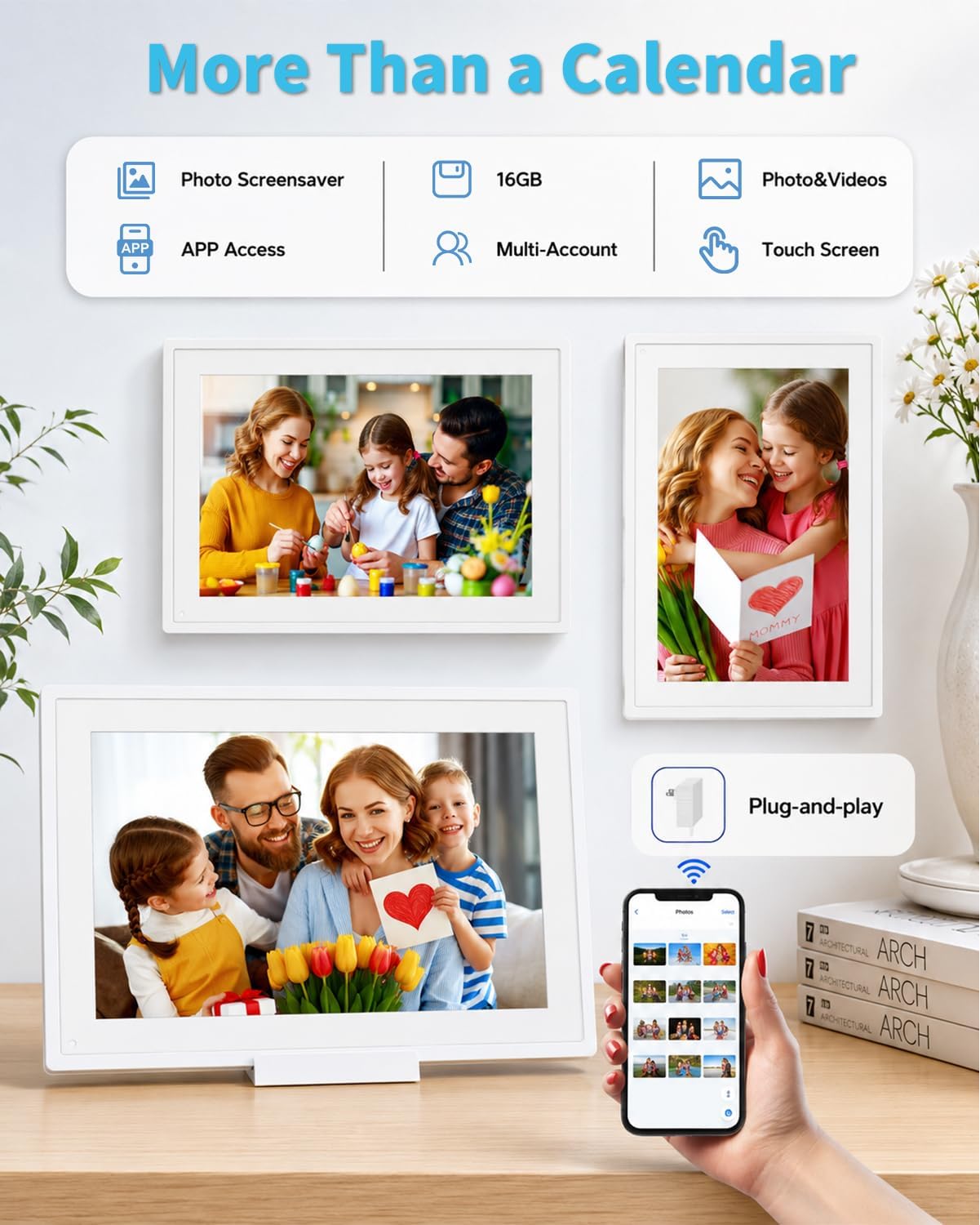10,1 Zoll Digitaler Kalender Wand Touchscreen Elektronischer Kalender - Interaktiver Smart Familienplaner, Kein Abonnement, Aufgabendiagramm, Mahlzeitenplaner, Star Reward, Sync Google Cal via App