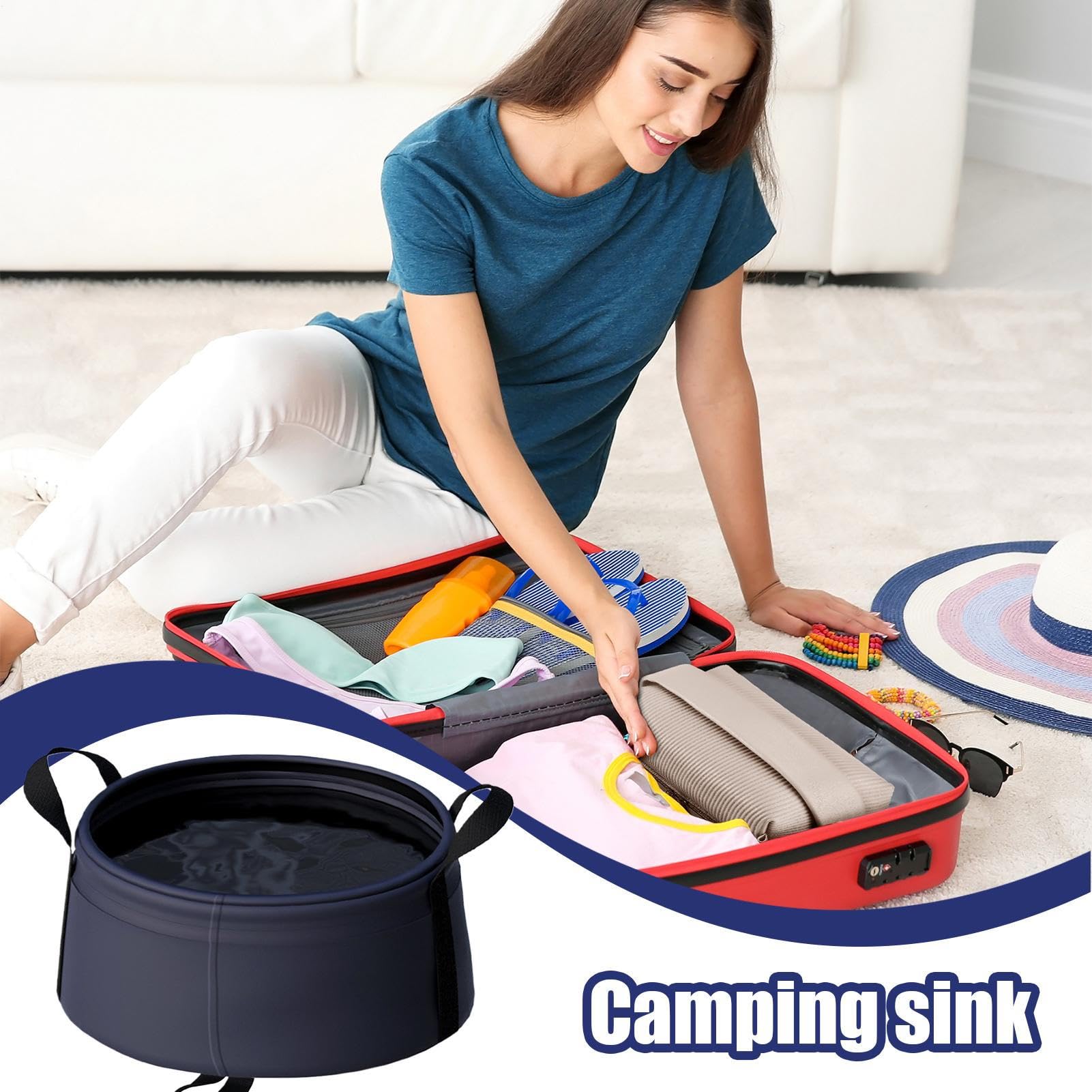 Bassin de Lavage Pliable | Évier d'Extérieur - Bac De Lavage Pliable pour Cuisine, Bébé, Voyage Et Bain De Pieds avec Panier Rangement