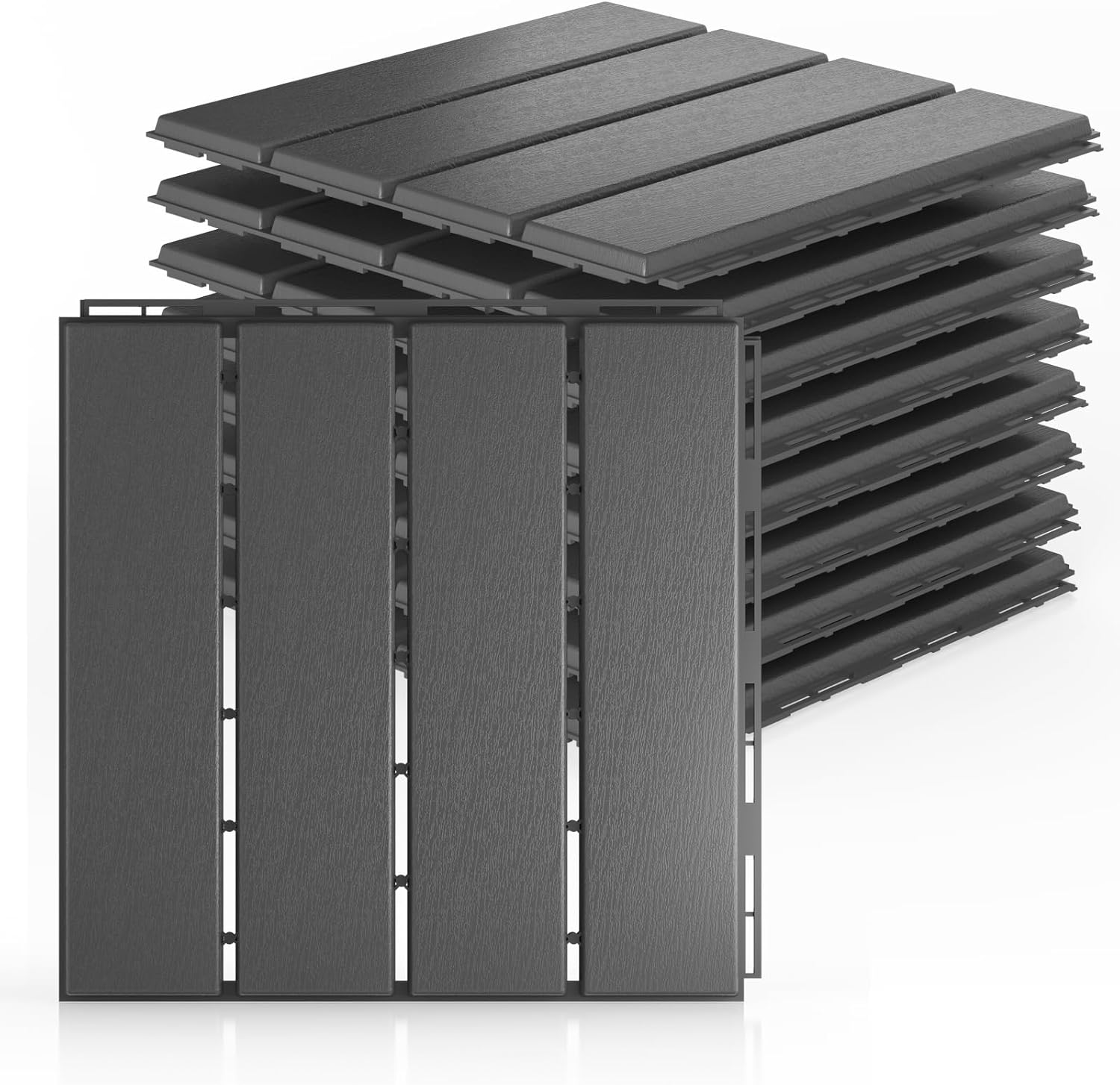 Etrifatry 9 Pack Plastic Interlocking Deck Tiles, 12"x12