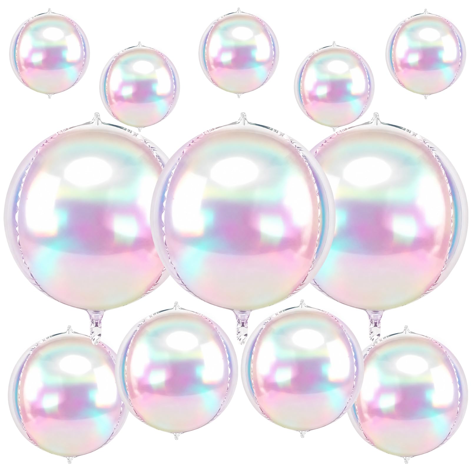 Alaoo Round Foil Balloons, 22" 12" 10" Balloons, White Foil Balloon, Happy Birthday Balloon for Wedding, Party Decorations, Graduation, Anniversary Party Backdrop