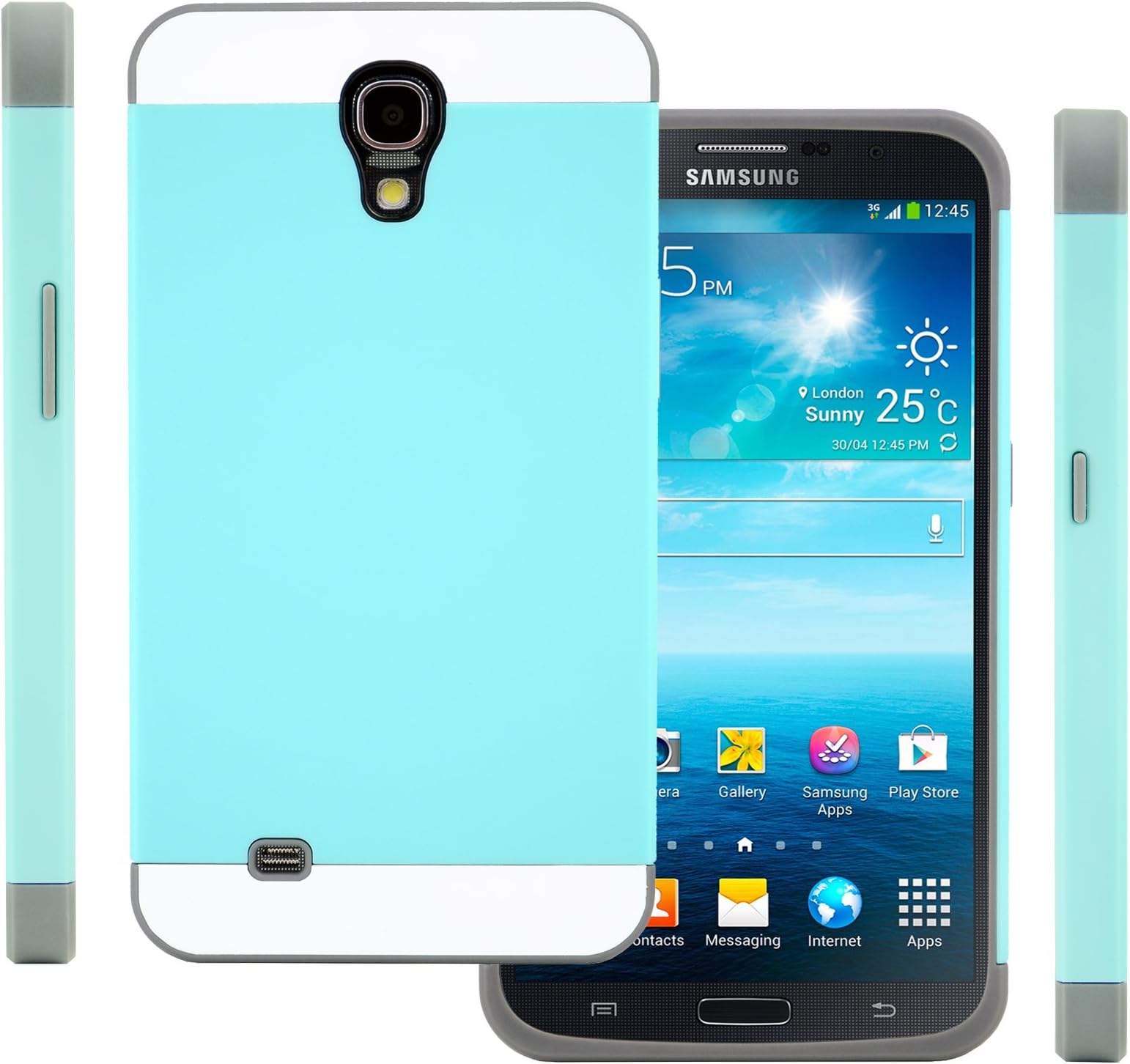 Galaxy Mega Case (Turquoise Teal/Gray), Samsung Galaxy Mega 6.3" CellJoy (Will NOT Fit Mega 2) [Vivid Hybrid] Dual Layer TPU Case Phone Cover SkinCard Storage for i9200