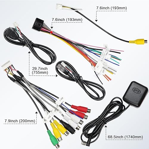 Miniatura 7 de Kit de arnés de cableado de radio Android con arnés de cable de radio ISO de 16 pines, adaptador de cámara trasera RCA de 10/20 pines, cable USB de