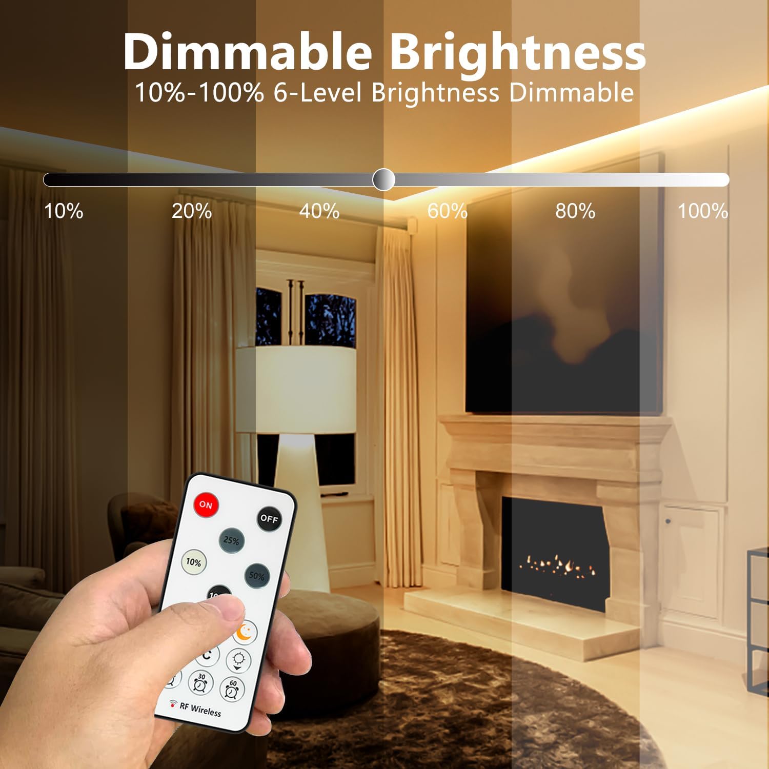 COB LED Strip Light Warm White, 66ft Dimmable 3000K Super Bright White Led Lights with Remote and UL Power Supply, 24V Flexible LED Tape Light for Bedroom, Kitchen, DIY Lighting (2 Rolls of 33ft)