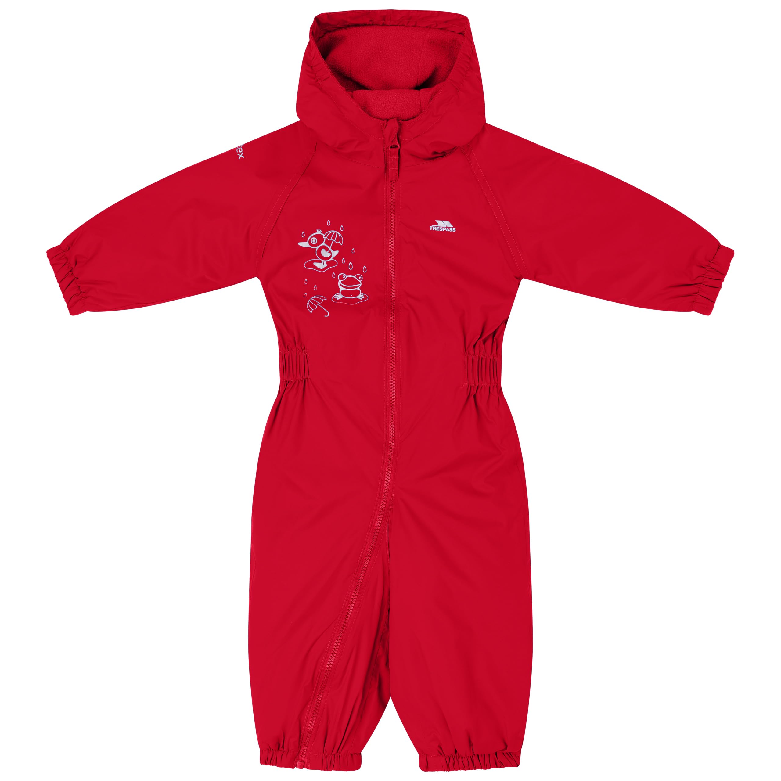 Trespass Unisex Waterproof Babies Rain Suit Dripdrop - Elastic Cuffs and Ankles, Elasticated Side Waist, Full Body Length Zip, Reflective Piping, Grown on Hood, Padded