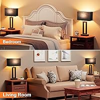 Vista 4 de Seealle - Juego de 2 lámparas para mesita de noche para dormitorio, lámpara táctil y moderna para mesa de luz con USB C + A, regulable con 3