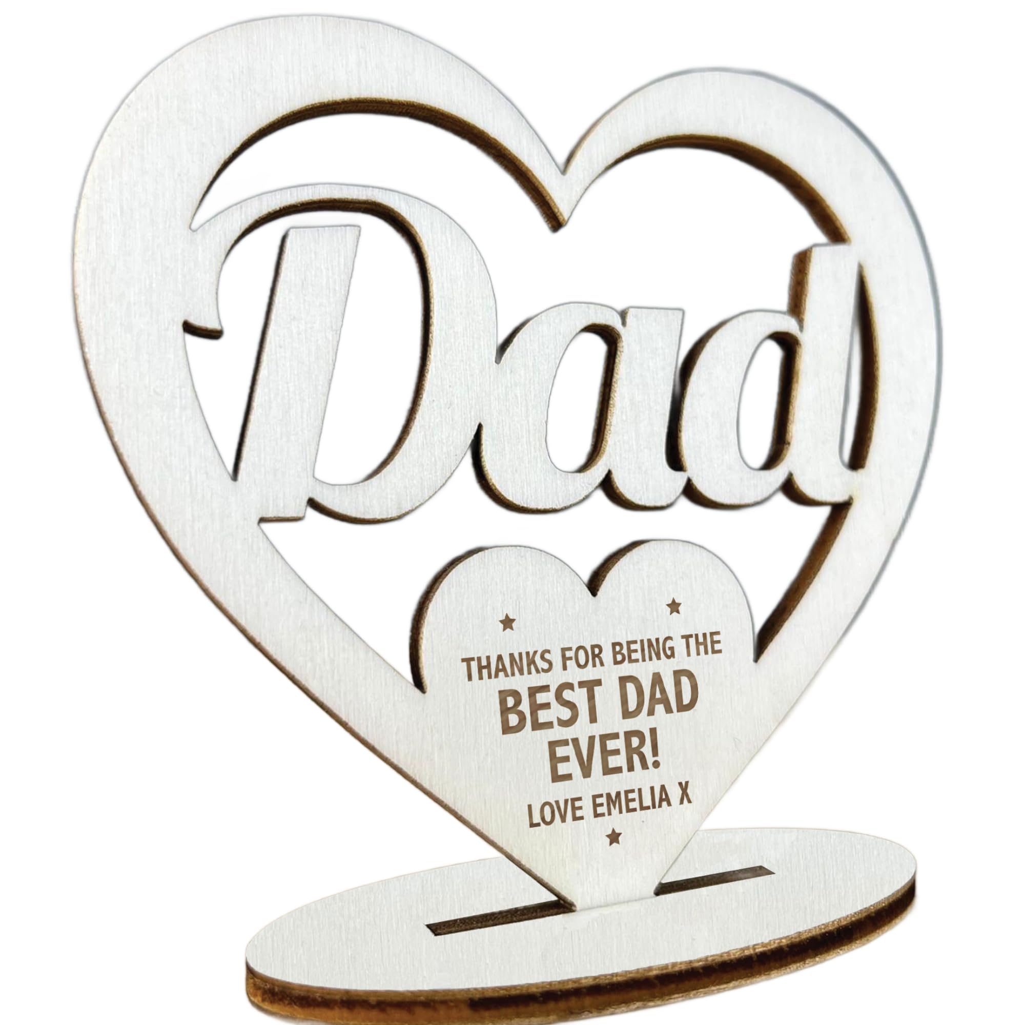 Red Ocean Birthday Fathers Day Personalised Freestanding Wood Heart Dad Gifts From Daughter Son Dad Gifts From Kids
