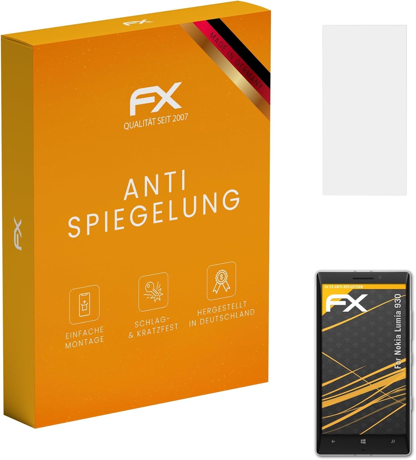 atFoliX Screen Protector compatible with Nokia Lumia 930 Screen Protection Film, anti-reflective and shock-absorbing FX Protector Film (3X)