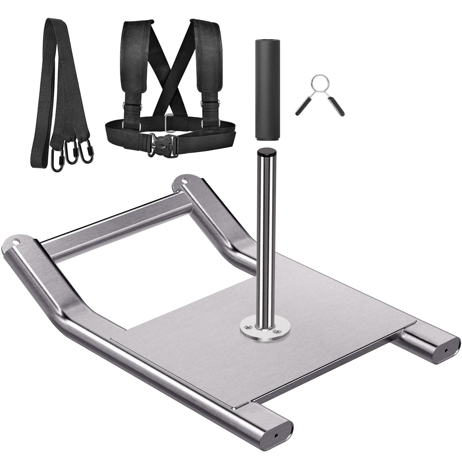 Kipika Stainless Steel Weight Sled, Thickened Workout Sled for Football Equipment, Speed Improvement, Dragging Sprinting Weights Sled Compatible with 1" & 2" Weight Plates