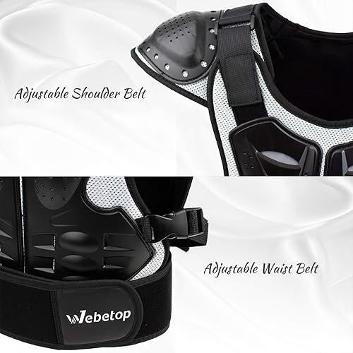 Miniatura 4 de Webetop Protector de pecho juvenil ajustable para niños, equipo de motocross resistente a los golpes, equipo de motocross para ATV, ciclismo