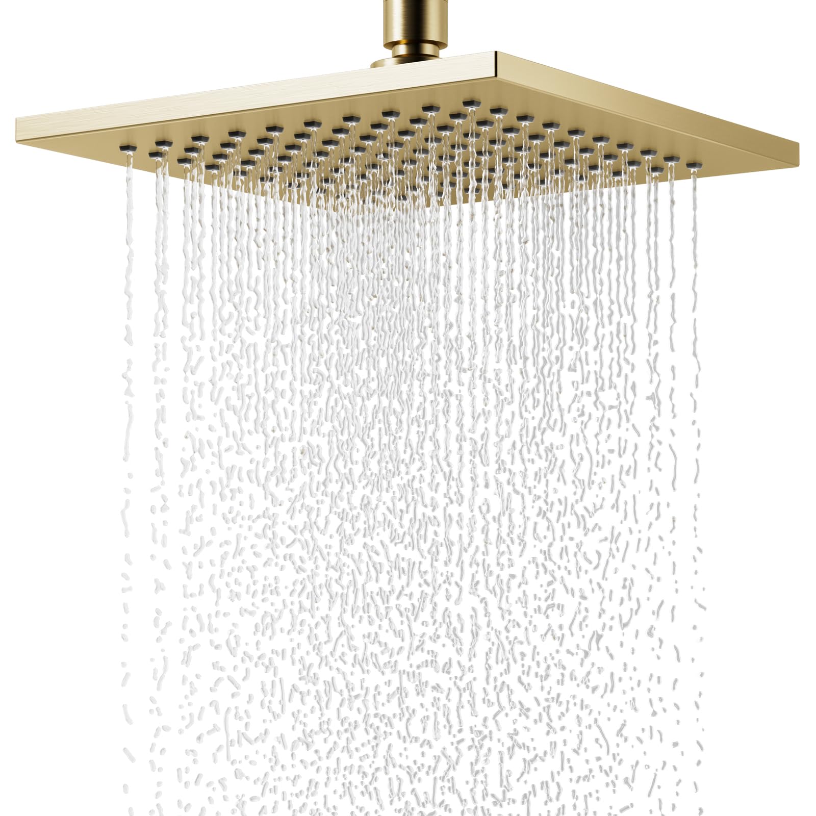 Soffione Doccia a pioggia,Oro quadrato soffione doccia a pioggia,8 pollici,Doccia in Acciaio Inossidabile con ugelli anticalcare,Testa Doccia Regolabile 360°,Può essere installato parete o soffitto