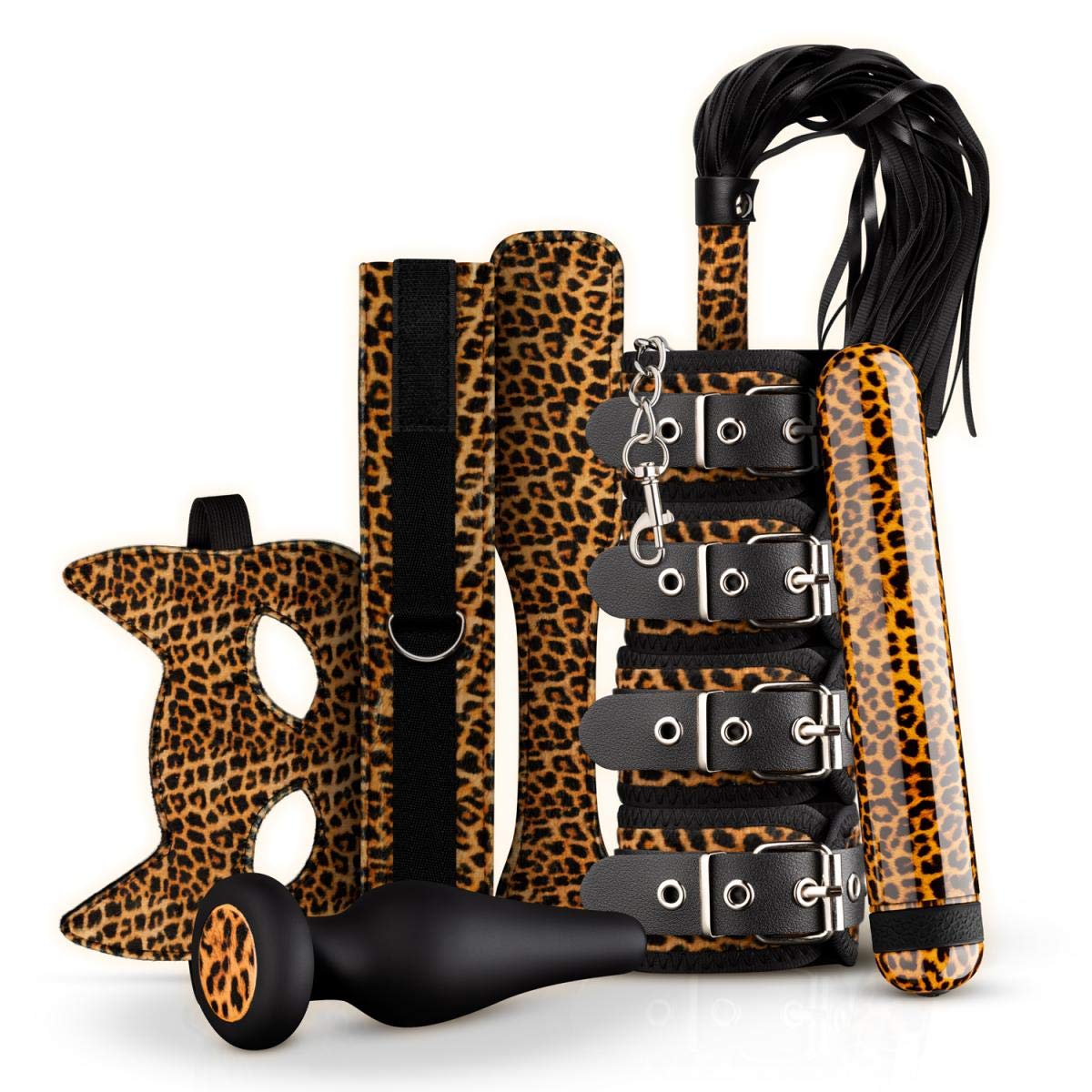 Panthra Coffret Cadeau Érotique Gato – Coffret Cadeau Érotique avec 8 Jouets Sexuels Léopard - Ensemble de Jouets pour Hommes, Femmes et Couples – BDSM Set incl. Sac Assorti - Sextoys Léopard