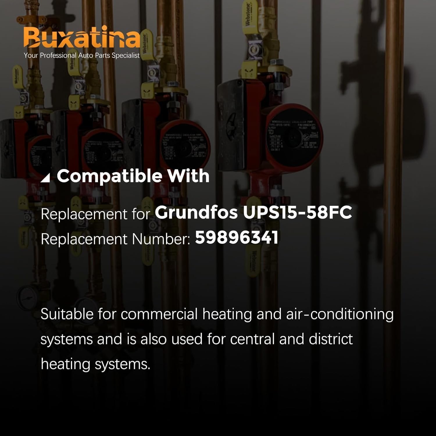 Upgraded Stainless Steel Three-Speed Circulator Pump Replacement for Grundfos UPS15-58FC Nonsubmersible Circulation Pump 1/25HP 115V 17GPM Replace# 59896341