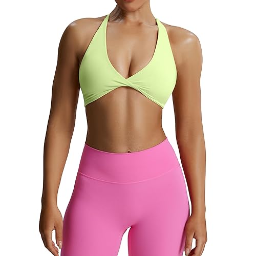 Aoxjox Women's Workout Sports Bras Fitness Sienna Low Impact Bra Yoga Crop Tank - Paradise Green - Medium