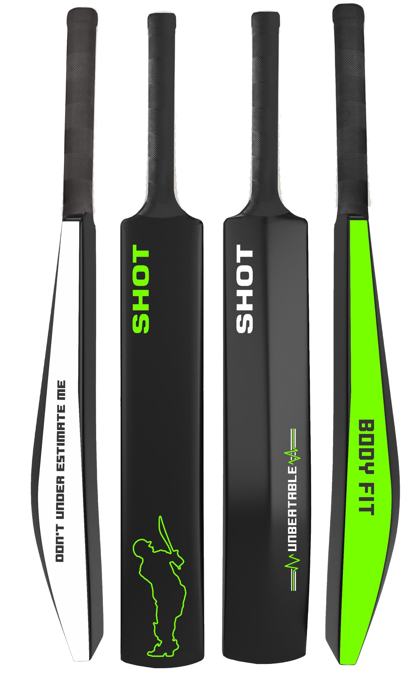 Bodyfit Cricket Bat | Plastic Cricket Bat | Lightweight Fiber, Hard Plastic, Anti-Slip Grip,Shot Bat, Black and Green, Unbeatable Professional Design.(FGreen)-image-43