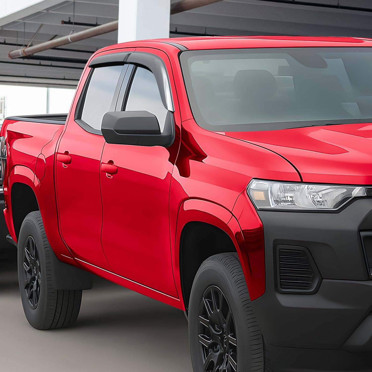 Voron Glass Tape-on Extra Durable Rain Guards for Chevy Colorado 2023-2026 Crew Cab, Window Deflectors, Vent Window Visors, 4 Pieces - 100831