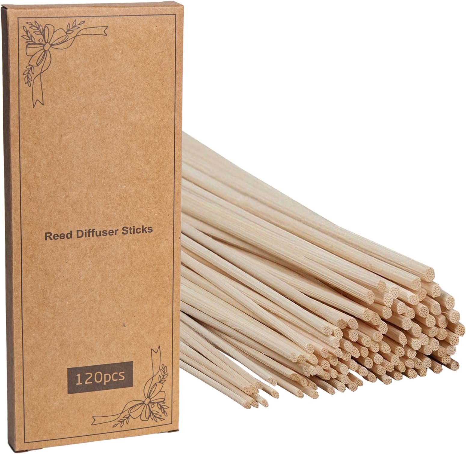 LWH-US 120 PCS Reed Diffuser Sticks,10 Inch Natural Rattan Wood Sticks,Essential Oil Aroma Diffuser Replacements Sticks for own Space (Primary Color) 103.70.59 inch