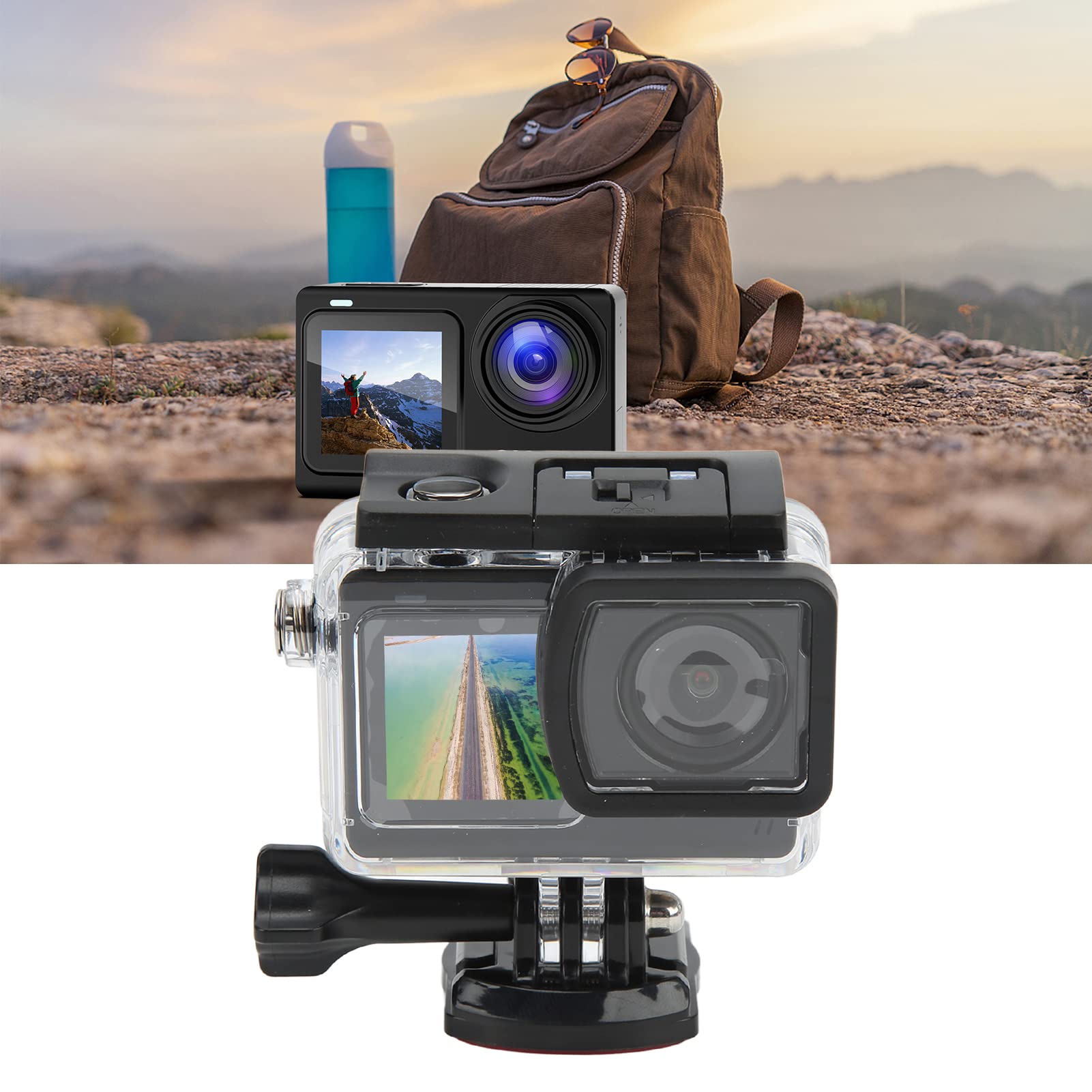 SJ8 4K 30FPS 20MP WiFi Action Kamera, Dual Screen Vlog DV mit Touchscreen, 20 M wasserdichte Unterwasserkamera, Weitwinkel WiFi Sportkamera für Reisen, Radfahren, Tauchen,