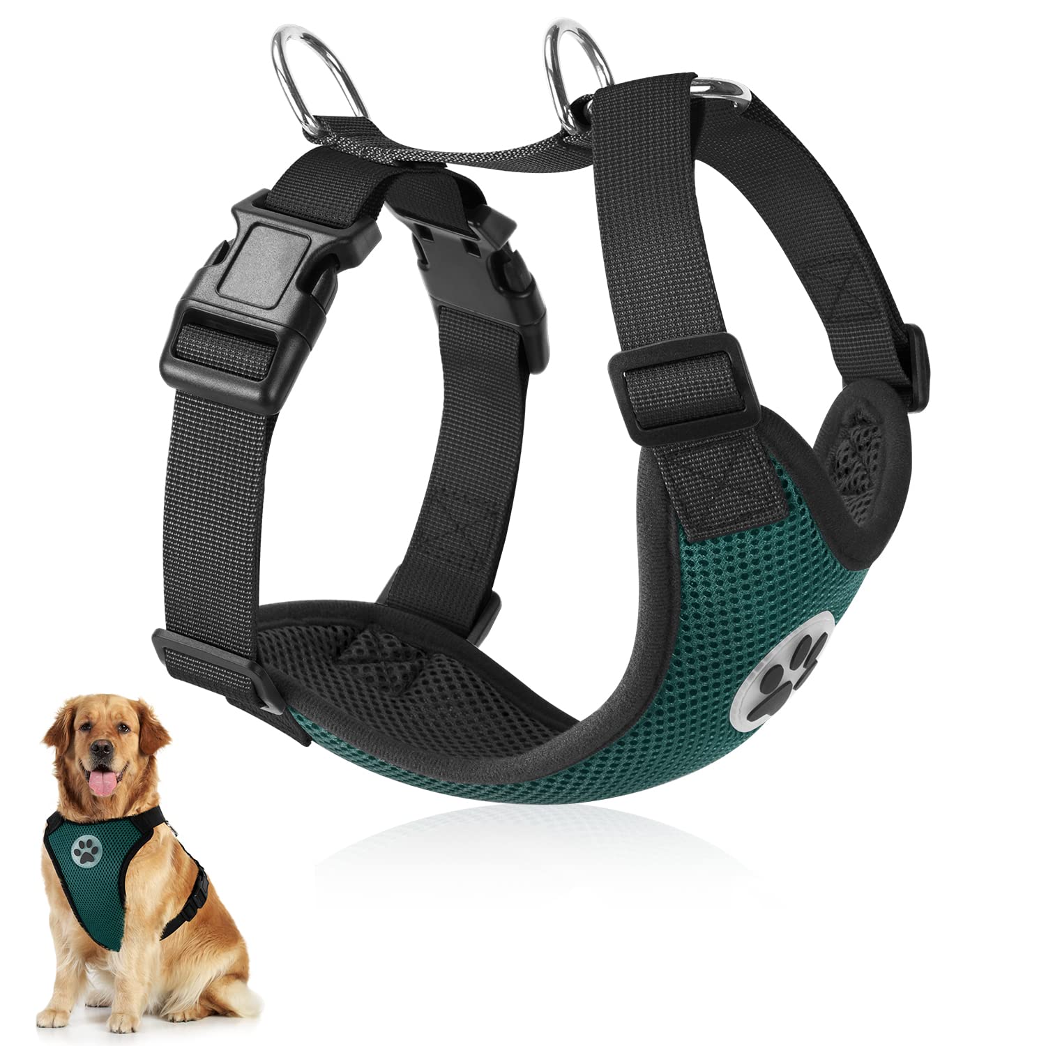 SlowTon Dog Car Vest Harness Multifunction Adjustable Double-Ring Breathable Mesh Fabric Harness for Cat Puppy Road Trip Daily Walks โ image 1