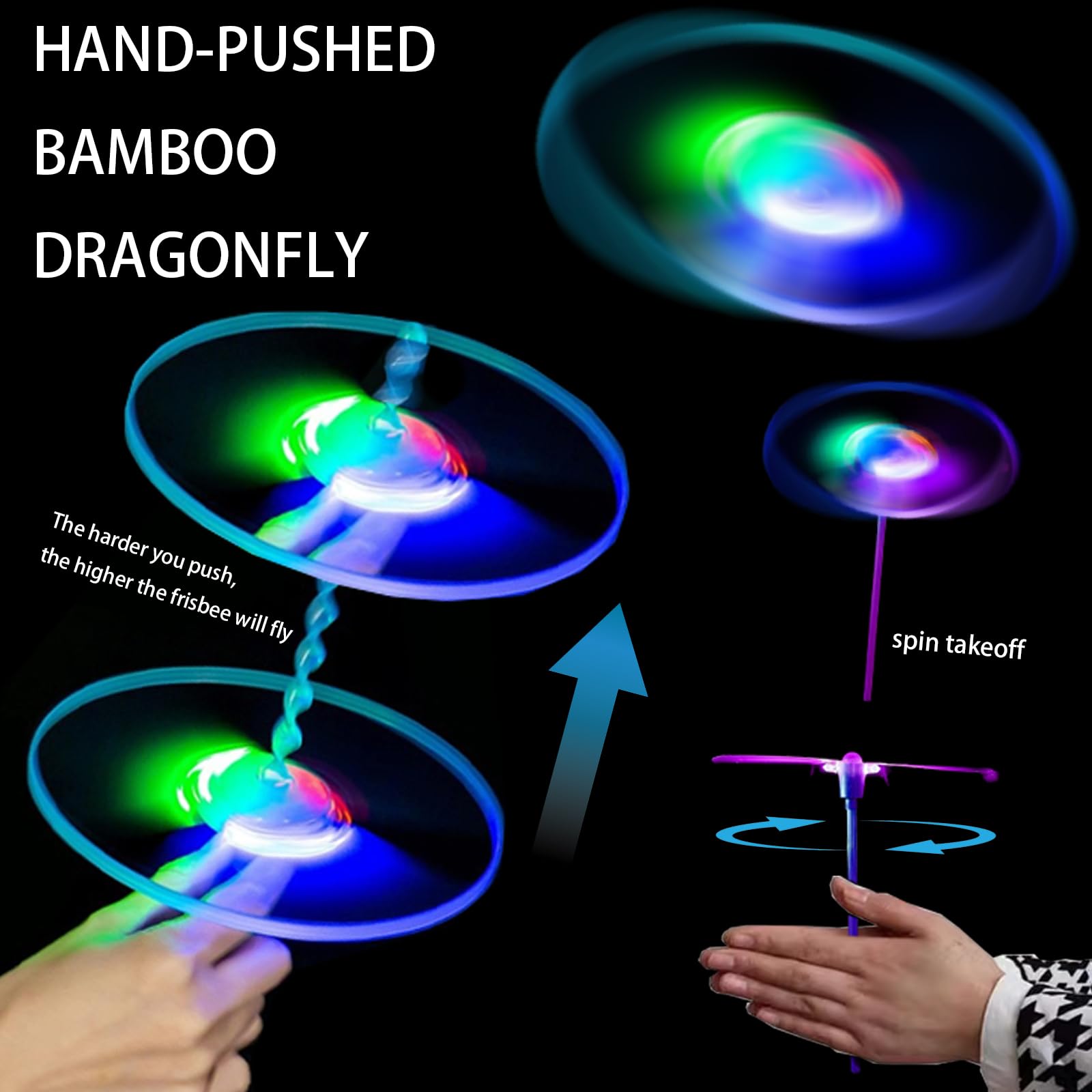 LUKIUP 24 Volant Lumineux Ensemble, LED Lumineux Helicoptere, Disque Volant Cadeau pour Fête D'anniversaire Volant Extérieur Interactif